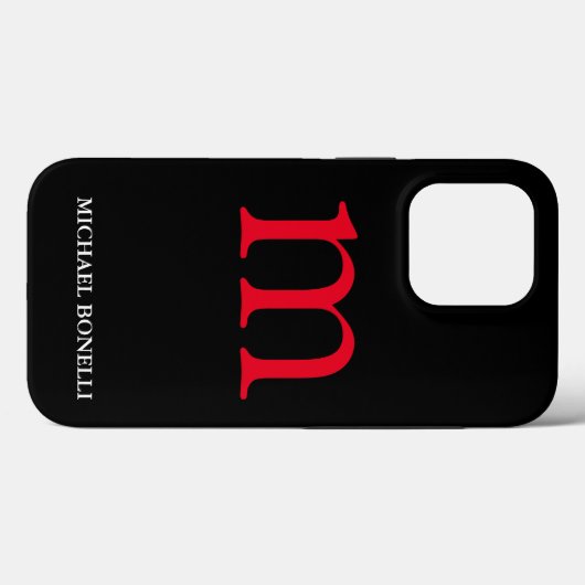 Coques Case-Mate iPhone Noir moderne rouge monogramme professionnel (Verso (horizontal))
