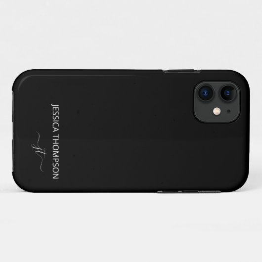 Coques Case-Mate iPhone Noir moderne Simple Script Girl Monogramme Nom (Dos (Horizontal))