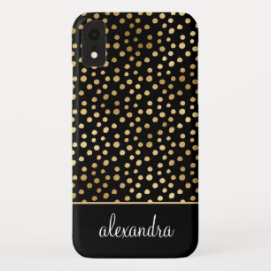 Case-Mate iPhone Case Noir - monogramme de motif de point de polka d'or