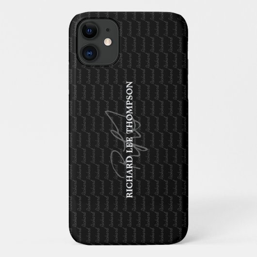 Coques Case-Mate iPhone noir monogrammé moderne (Dos)