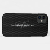 Coques Case-Mate iPhone noir monogrammé moderne (Dos (Horizontal))