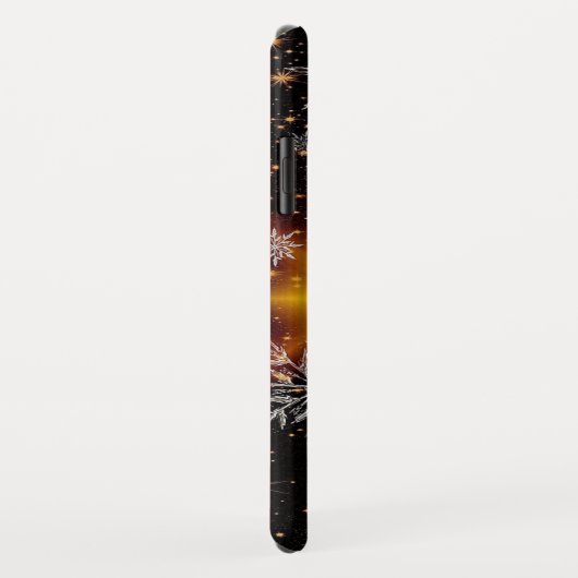 Coques Case-Mate iPhone Noir noir de Noël Snowflake (Dos/Droite)