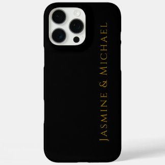 Coques iPhone 16 Pro Max Noir & Or Joli Minimaliste Nom Personnel