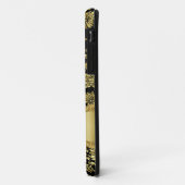 Coques Case-Mate iPhone Noir & Or Métallic Floral Damas Customisé (Dos/Gauche)