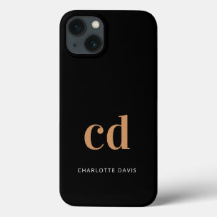 Case-Mate iPhone Case Noir or monogramme initiales moderne élégant perso