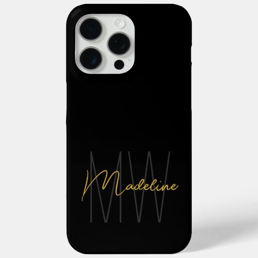 Coques Case-Mate iPhone Noir or Monogramme moderne Chic (Verso)