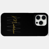 Coques Case-Mate iPhone Noir or Monogramme moderne Chic (Verso (horizontal))