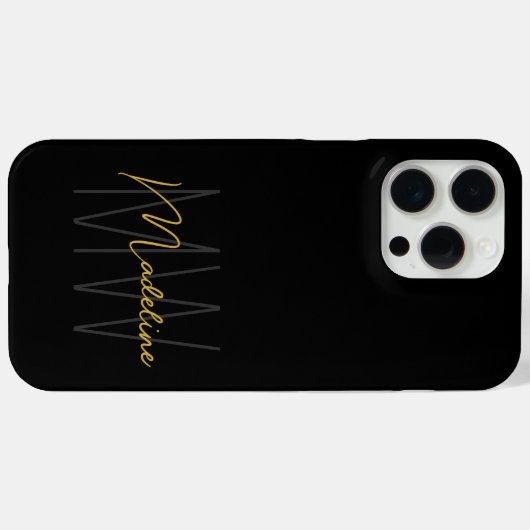 Coques Case-Mate iPhone Noir or Monogramme moderne Chic (Verso (horizontal))