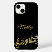 Coques Case-Mate iPhone Noir or notes monogramme (Verso)