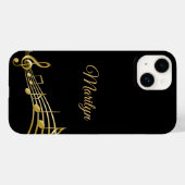 Coques Case-Mate iPhone Noir or notes monogramme (Verso (horizontal))