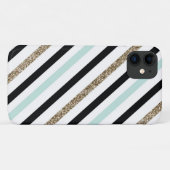 Coques Case-Mate iPhone Noir, Or, Turquoise rayé (Dos (Horizontal))