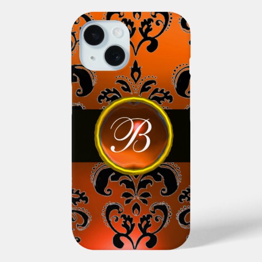 Coques Case-Mate iPhone NOIR ORANGE DOMMASK MONOGRAM Gemstone (Verso)