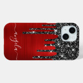 Coques Case-Mate iPhone Noir Parties scintillant Lecteurs Rouge Signature  (Verso (horizontal))