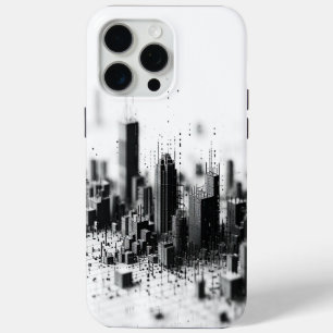Coque iPhone 15 Pro Max Noir pointillisme monochromatique architecture urb