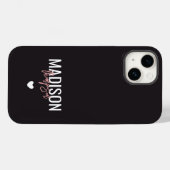 Coques Case-Mate iPhone Noir rose blanc Nom et prénom (Verso (horizontal))