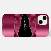 Coques Case-Mate iPhone Noir rose bordeaux agneau nom script (Verso (horizontal))
