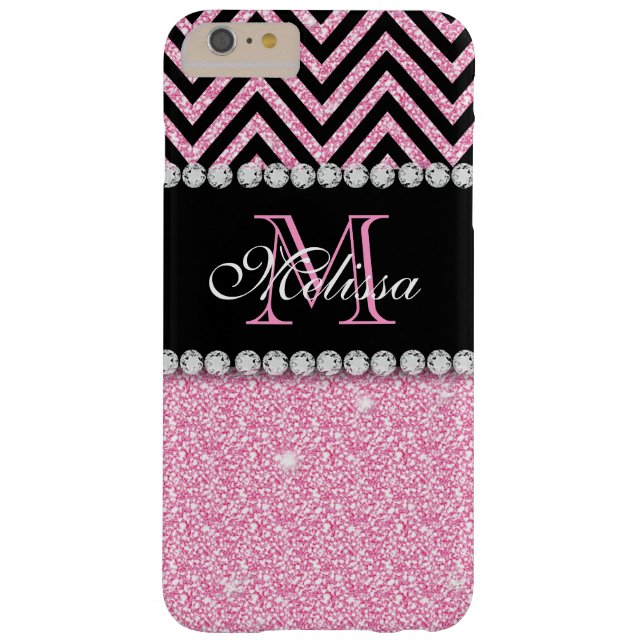 COQUES Case-Mate iPhone NOIR ROSE CHEVRON DE PARTIES SCINTILLANTES DÉCORÉ (Dos)