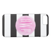 Coques Case-Mate iPhone Noir rose décoré d'un monogramme d'aquarelle + (Dos (Horizontal))