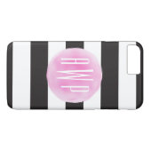 Coques Case-Mate iPhone Noir rose décoré d'un monogramme d'aquarelle + (Dos (Horizontal))