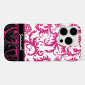Coques Case-Mate iPhone Noir rose noir Damas personnalisées (Verso (horizontal))