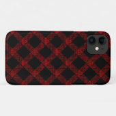 Coques Case-Mate iPhone Noir rustique et rouge vif plaid avec lignes épais (Dos (Horizontal))