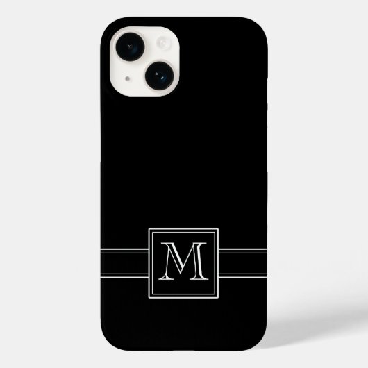 Coques Case-Mate iPhone Noir solide avec Monogramme blanc classique (Verso)