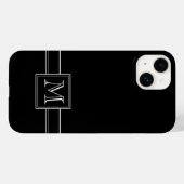 Coques Case-Mate iPhone Noir solide avec Monogramme blanc classique (Verso (horizontal))