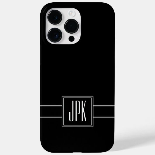 Coques Case-Mate iPhone Noir solide avec trois monogrammes (Verso)