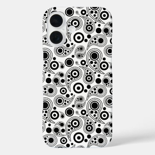 Coques Case-Mate iPhone Noir sur cercle blanc points cachemire style motif (Verso)
