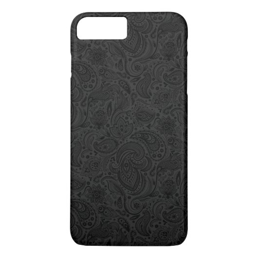 Coques Case-Mate iPhone Noir sur gris foncé Retro Paisley Damas dentelle 2 (Dos)