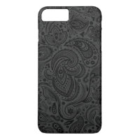 Noir sur gris foncé Retro Paisley Damask dentelle