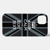 Coques Case-Mate iPhone Noir sur Noir Garder le calme Union Jack personnal (Verso (horizontal))