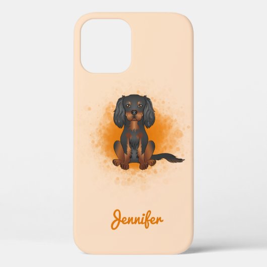 Coques Case-Mate iPhone Noir & Tan Cavalier King Charles Chien sur Orange (Verso)