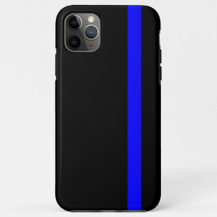 Coque iPhone 11 Pro Max Noir vertical de la ligne bleue mince symbolique