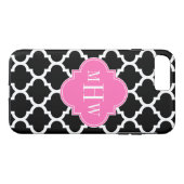 Coques Case-Mate iPhone Noir Whal Marocain #5 Hot Rose #2 Nom Monogramme (Dos (Horizontal))