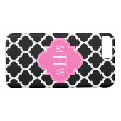 Coques Case-Mate iPhone Noir Whal Marocain #5 Hot Rose #2 Nom Monogramme (Dos (Horizontal))