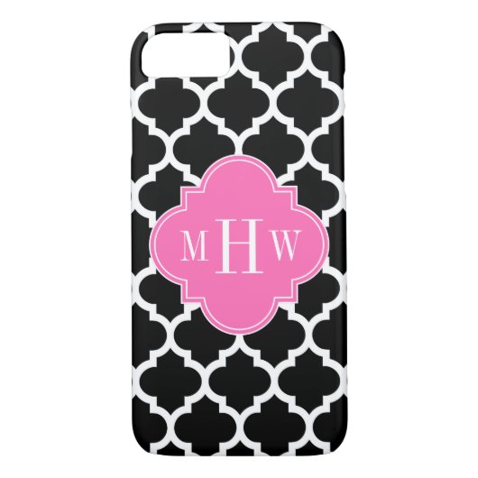 Coques Case-Mate iPhone Noir Whal Marocain #5 Hot Rose #2 Nom Monogramme (Dos)