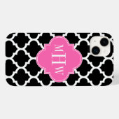 Coques Case-Mate iPhone Noir Wht Marocain #5 Rose Chaud #2 Nom Monogramme (Verso (horizontal))