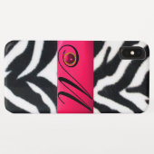 COQUES Case-Mate iPhone NOIR ZEBRA FUR FUCHSIA ROSE GEM MONOGRAM, (Dos (Horizontal))