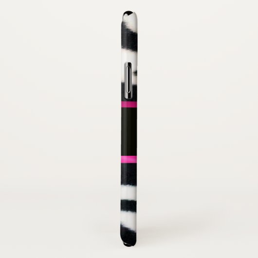 COQUES Case-Mate iPhone NOIR ZEBRA FUR FUCHSIA ROSE GEM MONOGRAM, (Dos/Droite)