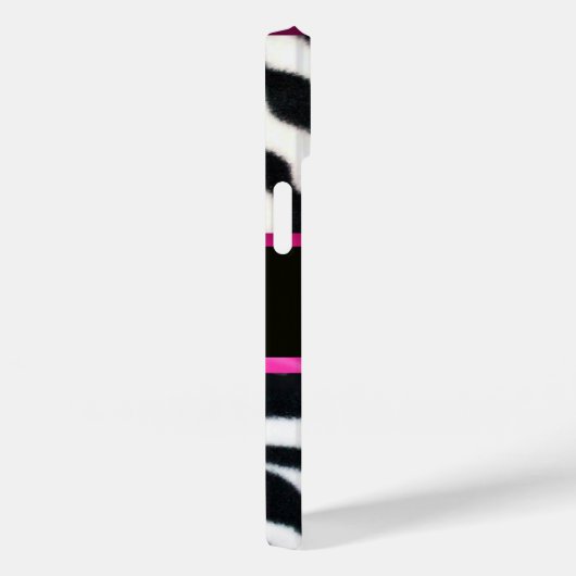 COQUES Case-Mate iPhone NOIR ZEBRA FUR FUCHSIA ROSE GEM MONOGRAM, (Verso / Droite)