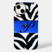 COQUES Case-Mate iPhone NOIR ZEBRA FUR SAPPHIRE BLEU GEM MONOGRAM, (Verso)