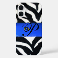 NOIR ZEBRA FUR SAPPHIRE BLEU GEM MONOGRAM,