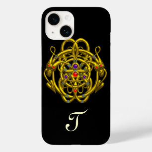 Coque Pour iPhone 14 NOIX DE CELTIQUE D'OR AVEC DRAGONS DOUCES Noir