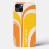 Coques Case-Mate iPhone Nom Abstrait Rétro Groovy Abricot Orange Jaune (Verso)