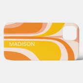 Coques Case-Mate iPhone Nom Abstrait Rétro Groovy Abricot Orange Jaune (Verso (horizontal))