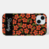 Coques Case-Mate iPhone Nom aquarelle florales rouges (Verso (horizontal))
