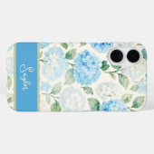 Coques Case-Mate iPhone Nom Aquarelle Hydrangea Bleu (Verso (horizontal))