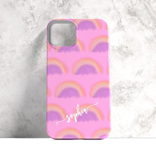 Coque Pour iPhone 14 Nom arc-en-ciel coloré personnalisé avec écriture