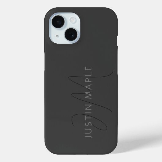 Coques Case-Mate iPhone Nom au look cool & monogramme | Gris foncé (Verso)